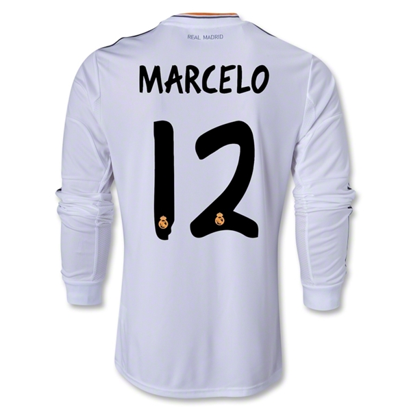 13-14 Real Madrid #12 MARCELO Home Long Sleeve Jersey Shirt